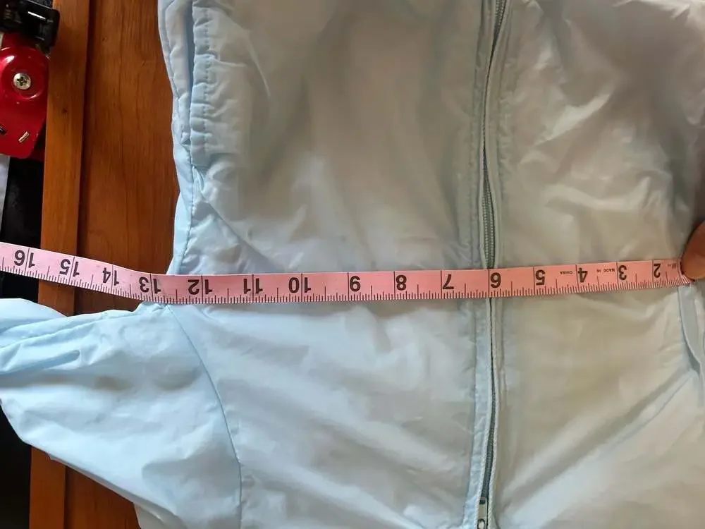 Vintage Light Blue Full Zip Lightweight Windbreaker Jacket with Hood